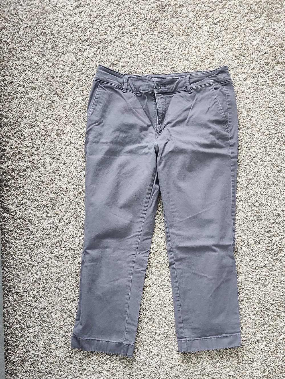 LOFT Gray Cropped Straight-Leg Jeans